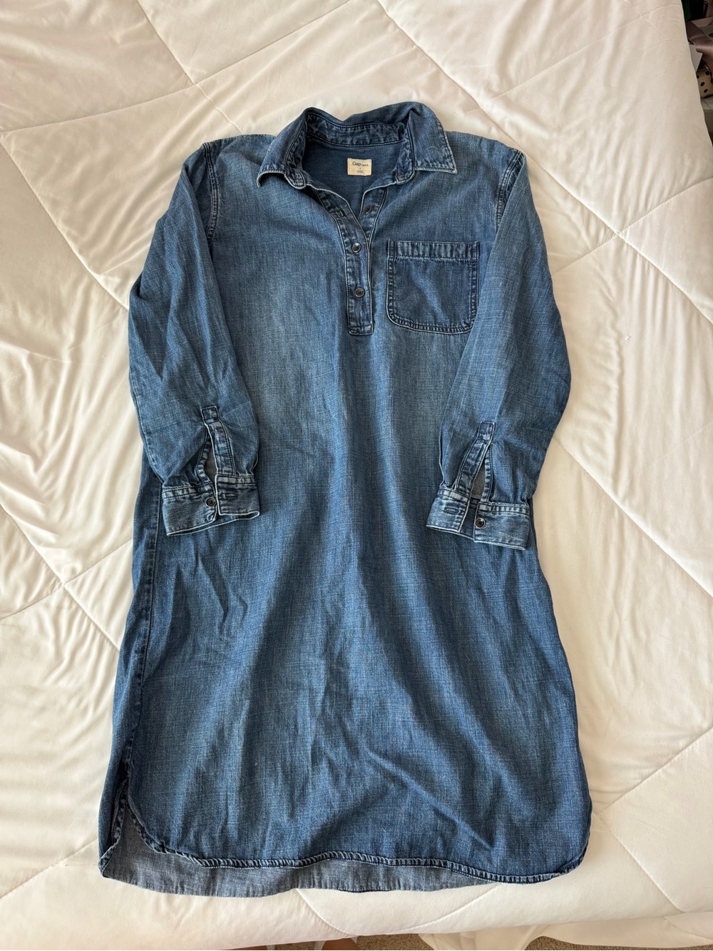 GAP Blue Denim Button-Up Dress